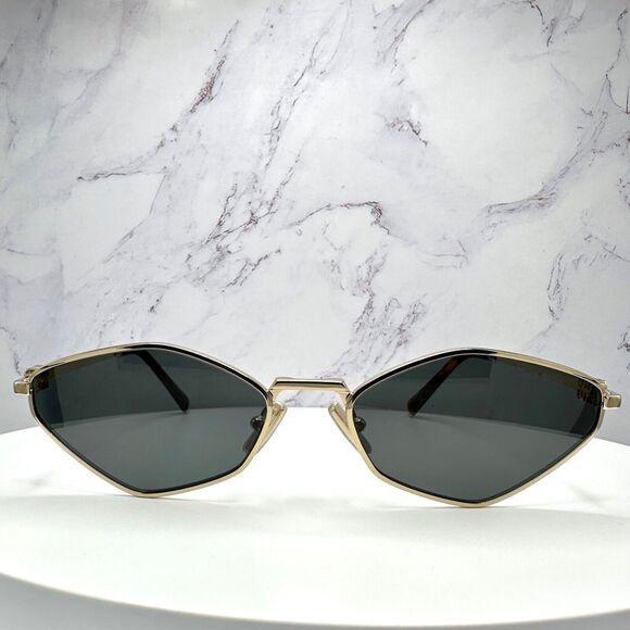 New  MIU MIU Runway Hexagon Geometric Gold Metal Sunglasses Authentic Gray Lens - Picture 16 of 16